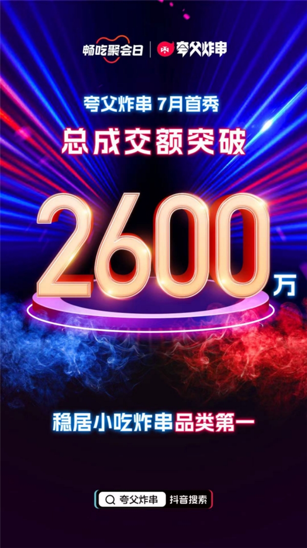 2600萬(wàn)！夸父炸串抖音全國(guó)首播刷新品類(lèi)成交額記錄|餐飲界